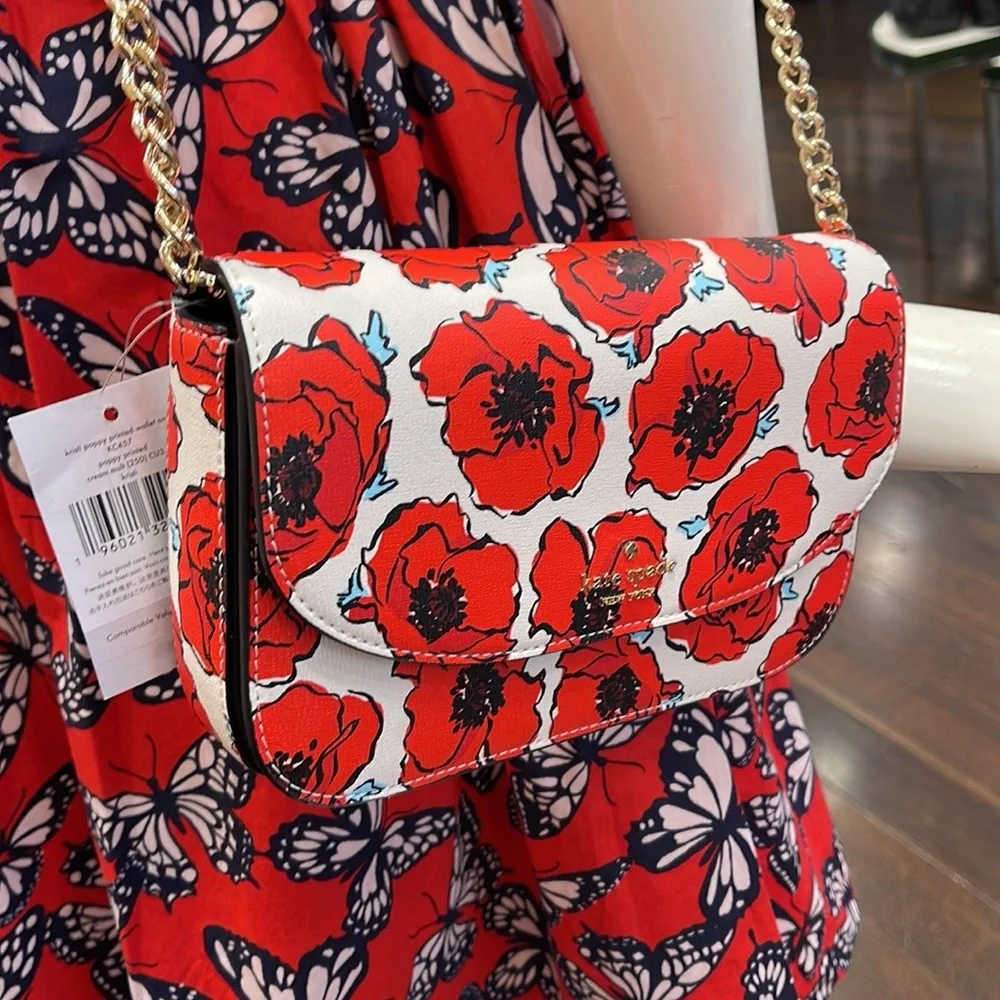 Kate Spade Kristi Poppy Printed Flap Crossbody 
Cream Multi NWT - Picture 16 of 16